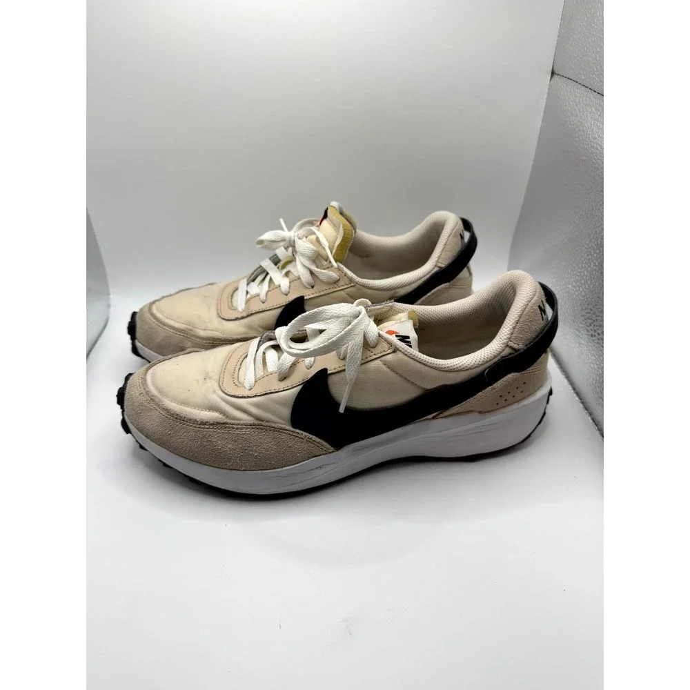 Nike Waffle Debut DH9523-102 Womens 11 Sneaker Sanddrift Black‎ Leather Shoes